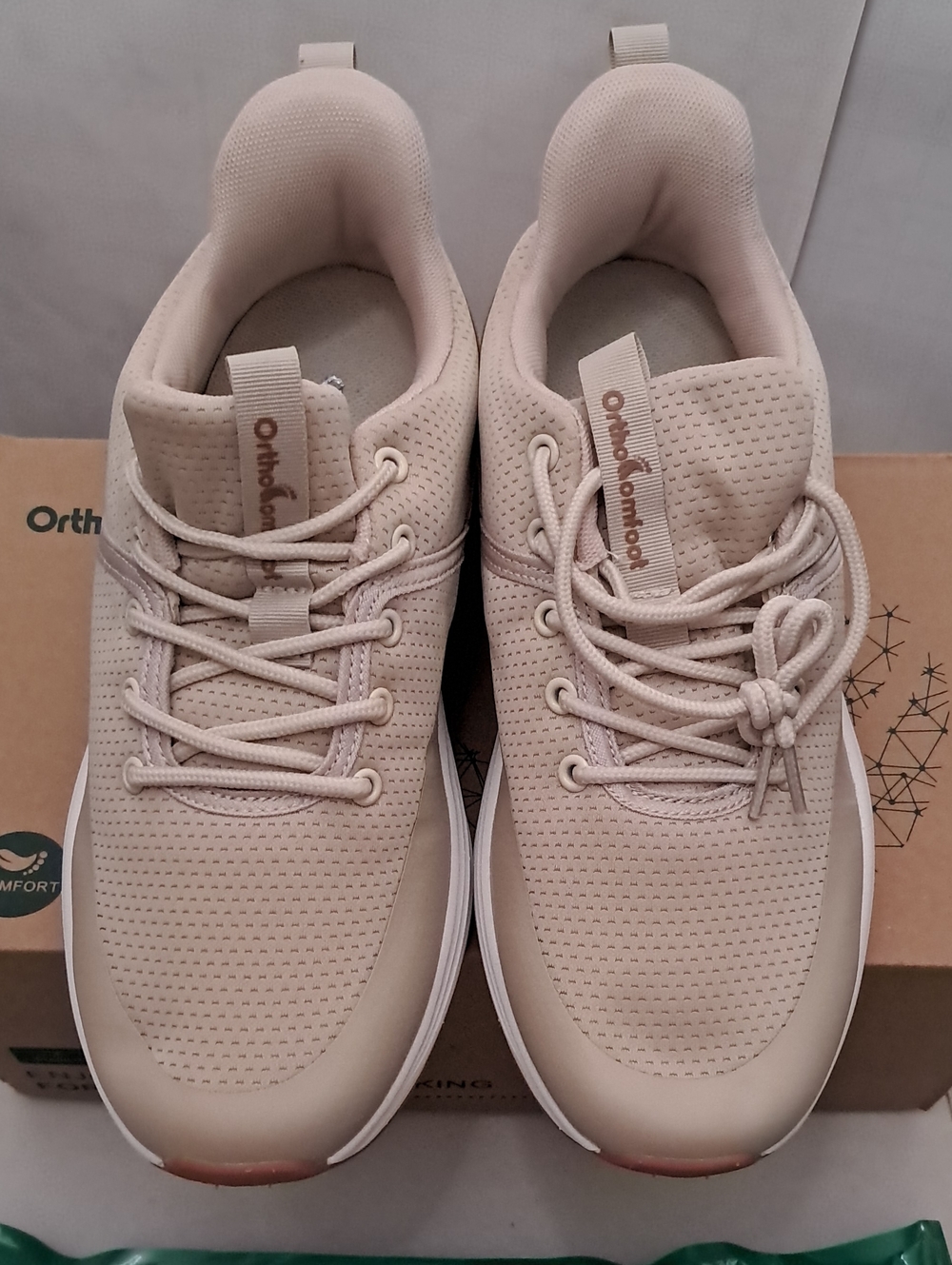 Orthofeet Men’s Size 9 Beige Casual Sneakers And Orthotic Insoles